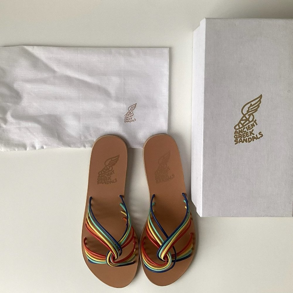 Ancient Greek Xanthi Sandals in Multi Bright Size US 8/IT39